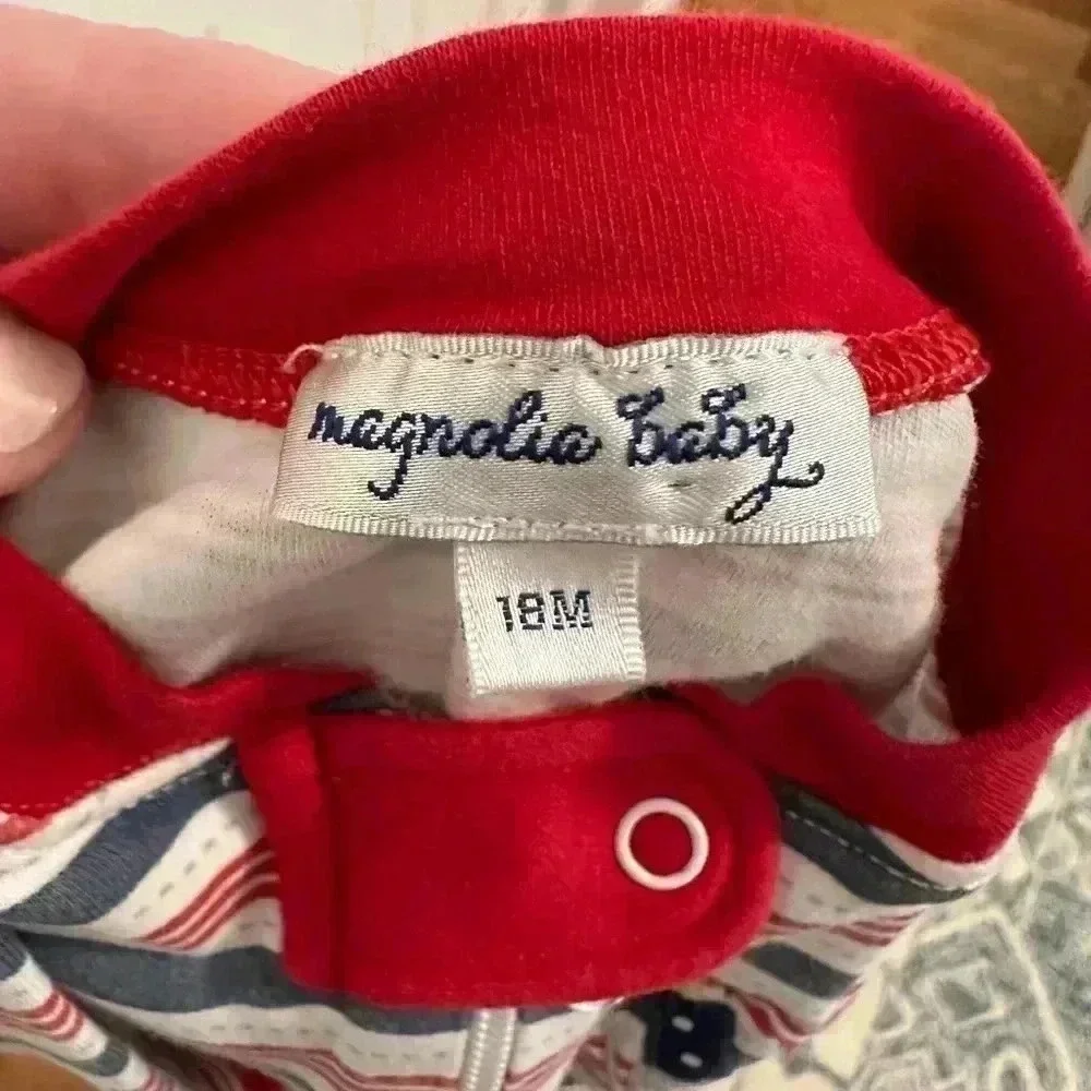 Magnolia Baby 4th of July Wagon Pajamas red white and blue 18 months
